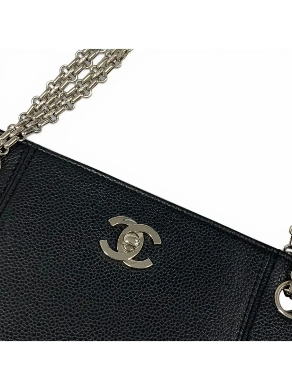 Chanel Bag Tote Black Silver Chain - Picture 4 of 10
